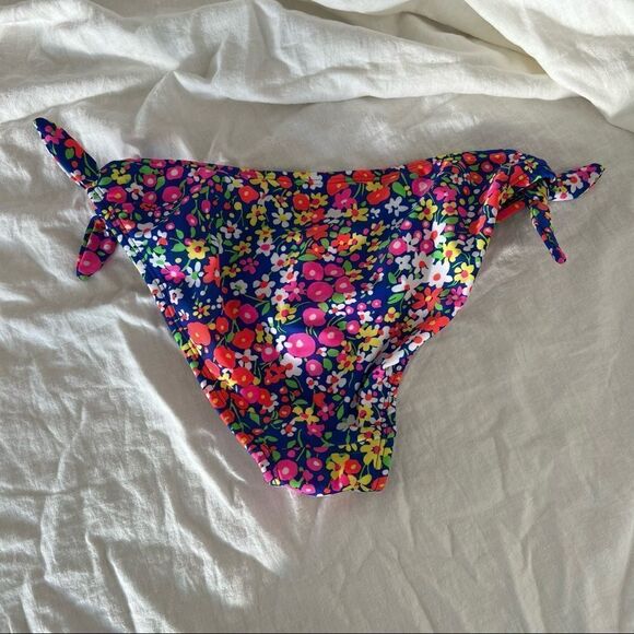 Shoshanna Bright Ditsy Floral Faux Tie Side Bikini Bottoms Size Medium - Picture 4 of 9